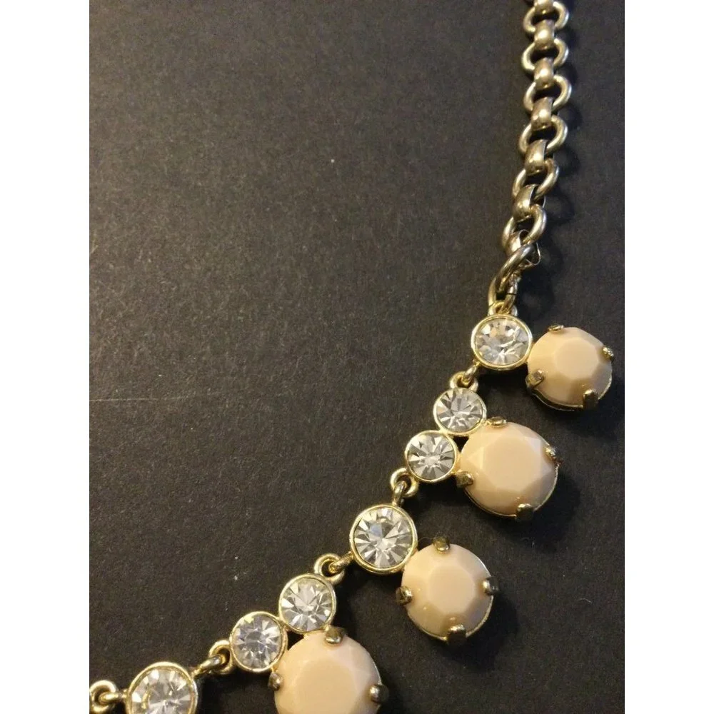 J. Crew Women's Multi Stone Drop Necklace Rhinestone Gold Tone Chain Adjustable